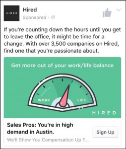 Hired Facebook Ad